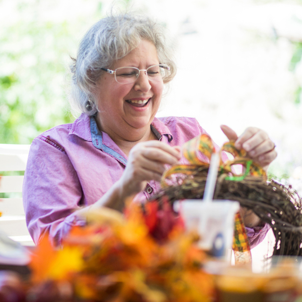 Senior women crafting