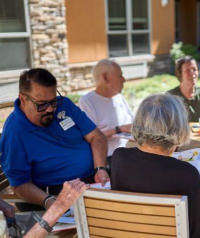 Sunny Vista Senior Living Community in Colorado Springs, CO - life enrichment with memory care residents landscape