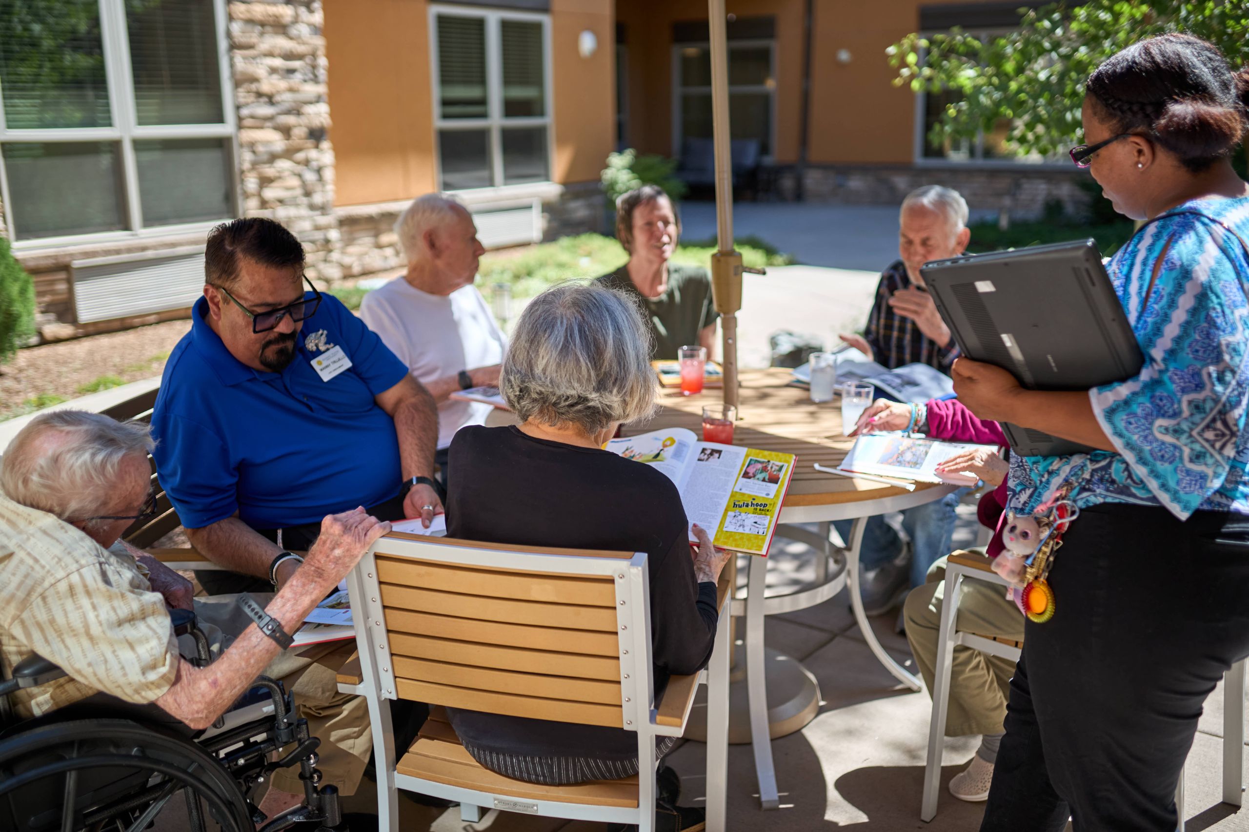 Sunny Vista Senior Living Community in Colorado Springs, CO - life enrichment with memory care residents landscape