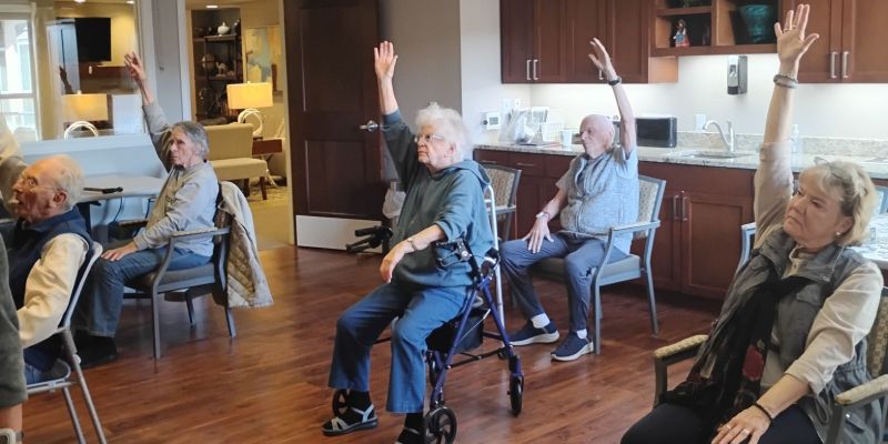 Sunny Vista Senior Living Community in Colorado Springs, CO - sunny vista residents in life enrichment landscape